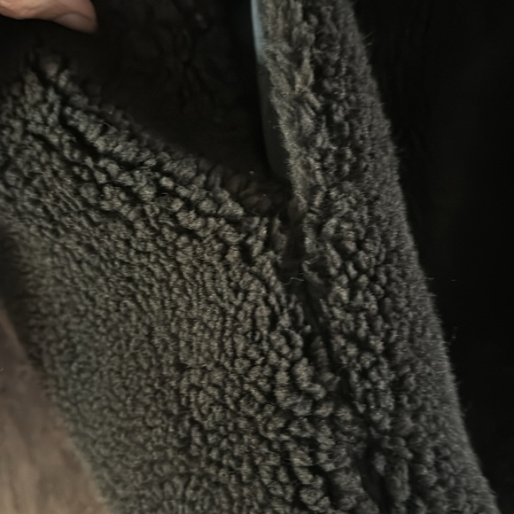 ANINE BING Espresso dark Brown Shearling jacket with leather detail - Picture 5 of 7